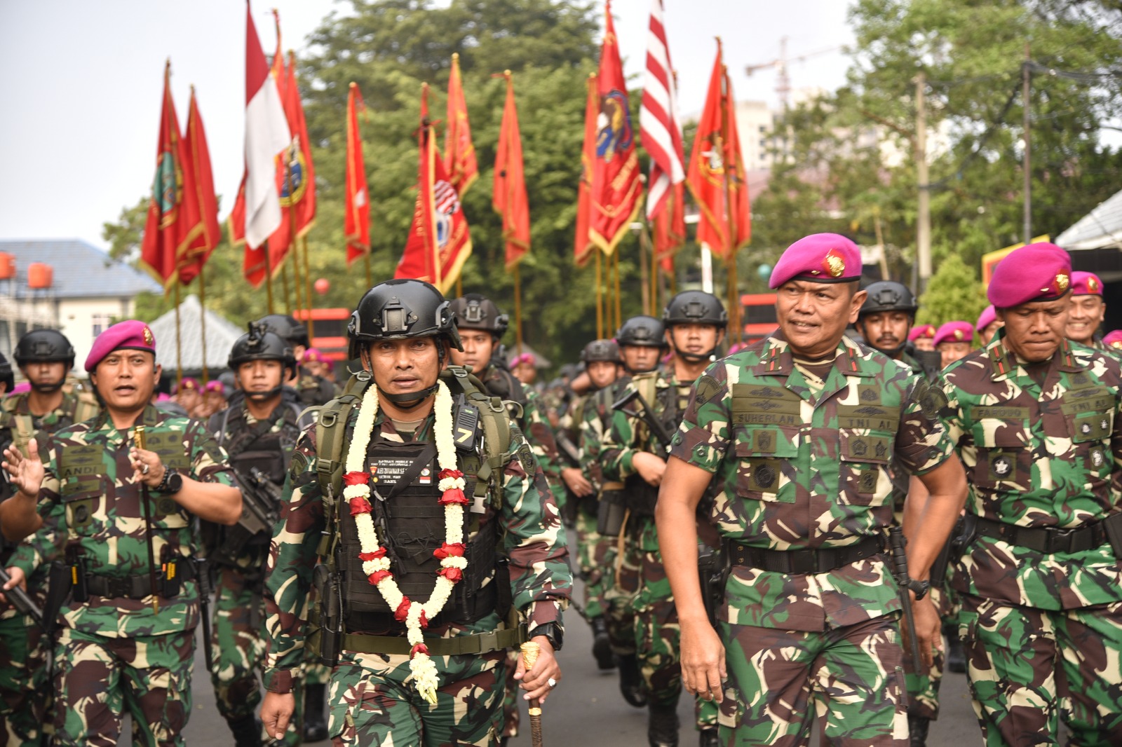 Wadan Kormar Pimpin Penyambutan Personel Satgas Pamtas RI-PNG Mobile Korps Marinir Gobang I TA 2023