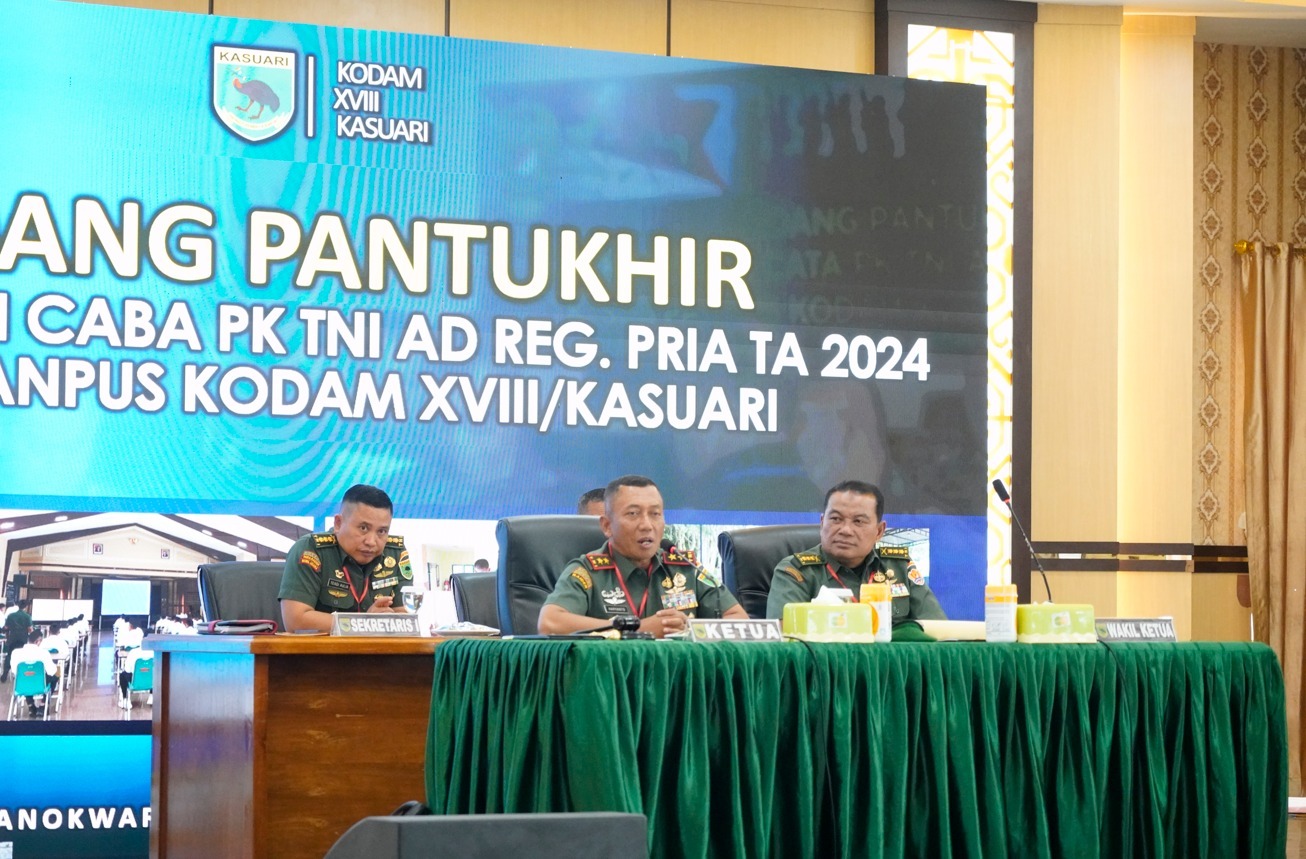 Pangdam Pimpin Sidang Pantukhir Kepada 110 Caba PK TNI AD Sub Panpus Kodam Kasuari