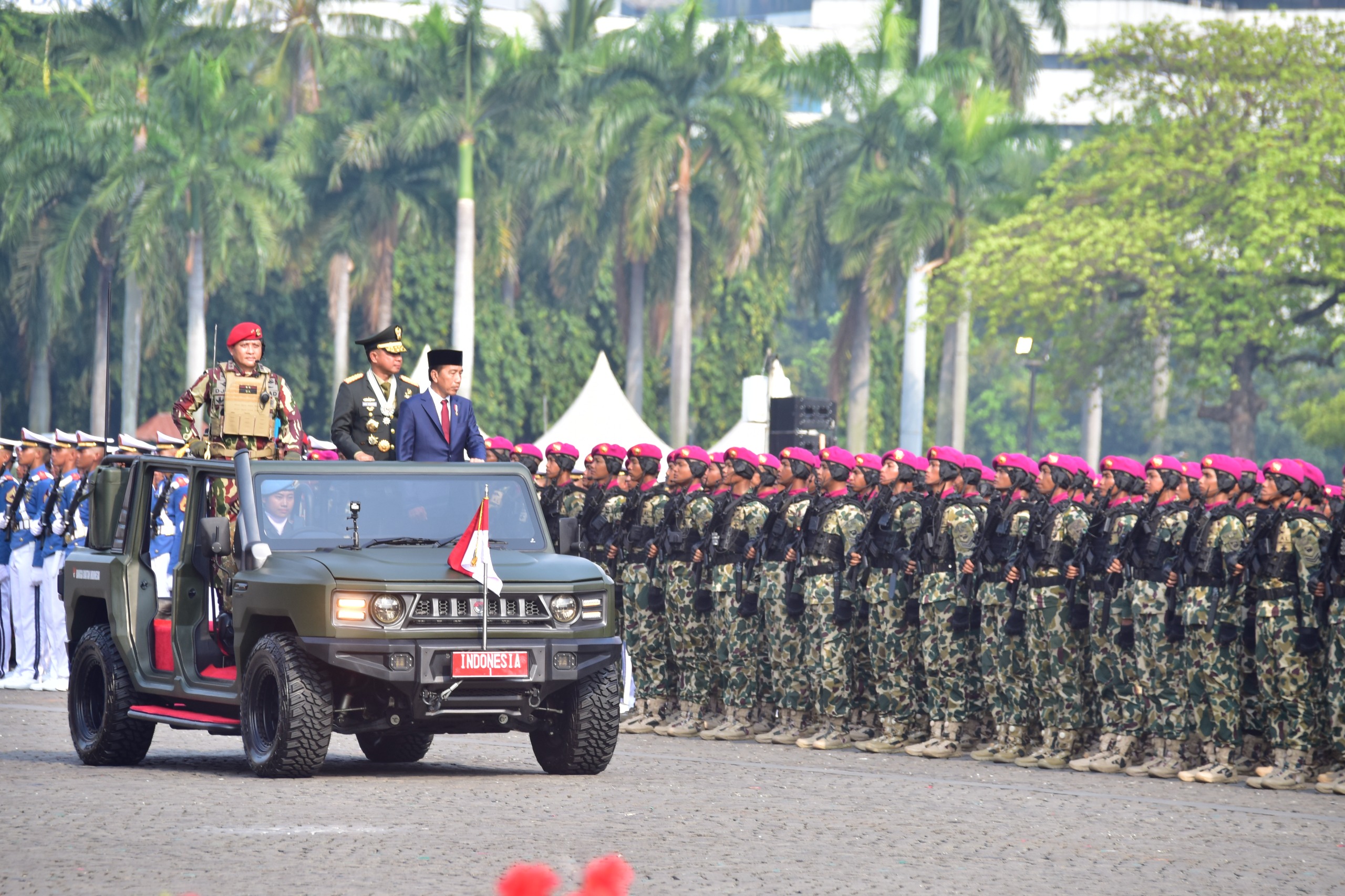 Dankormar Beserta Ribuan Prajurit Marinir Ikuti Acara Puncak HUT Ke-79 TNI Di Monas