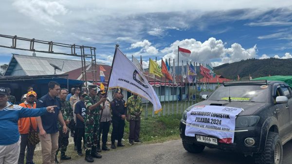 Bagian Dari Pemantauan, Kakumdam Kasuari Launching Dengan Luncurkan Pendistribusian Sarpras Pilkada di Wilayah Pegaf