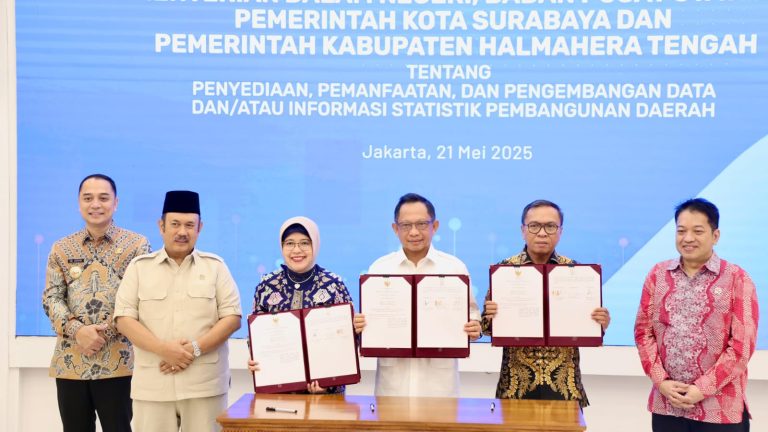 Dukung Pemanfaatan Data Tunggal, Mendagri Teken Kerja Sama dengan BPS dan Pemda