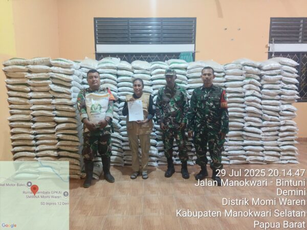 Kodam XVIII/Kasuari Mendukung Penuh Program Penyaluran Bantuan Beras Bulog