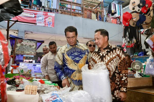 Tinjau Pasar Palimo Palembang, Mendagri dan Mentan Pastikan Distribusi Beras SPHP Lancar dan Terjangkau