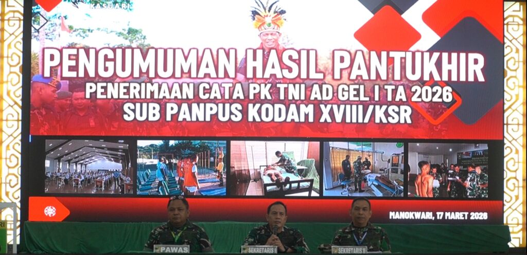 Kodam XVIII/Kasuari Umumkan 233 Calon Tamtama TNI AD Lulus Seleksi