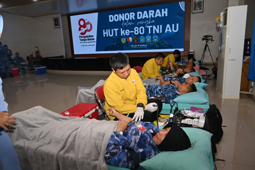 Sambut HUT ke-80 TNI AU, Lanud Adi Soemarmo Gelar Donor Darah Libatkan 309 Pendonor