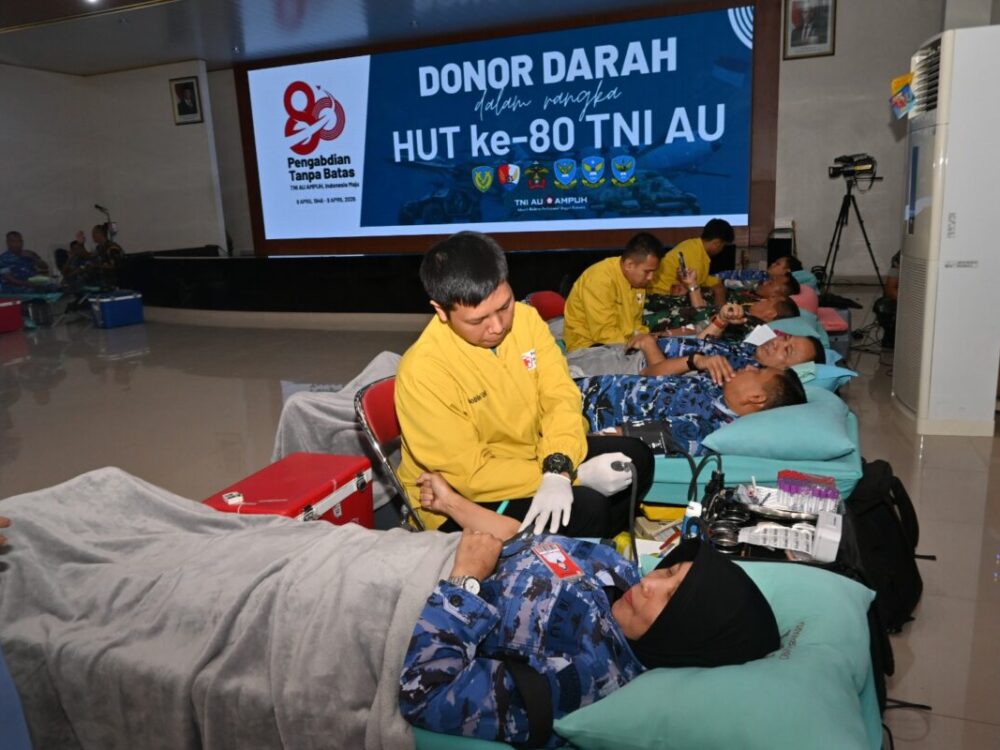 Sambut HUT ke-80 TNI AU, Lanud Adi Soemarmo Gelar Donor Darah Libatkan 309 Pendonor