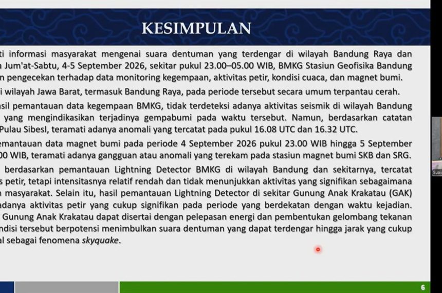BMKG Pastikan Dentuman Bandung Raya Bukan Fenomena Gempa