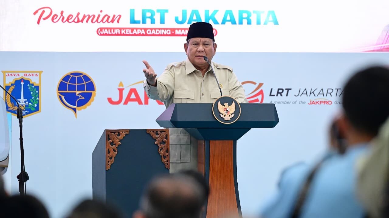 Presiden Prabowo Resmikan LRT Kelapa Gading-Manggarai, “Dorong Gotong Royong Pusat-Daerah”